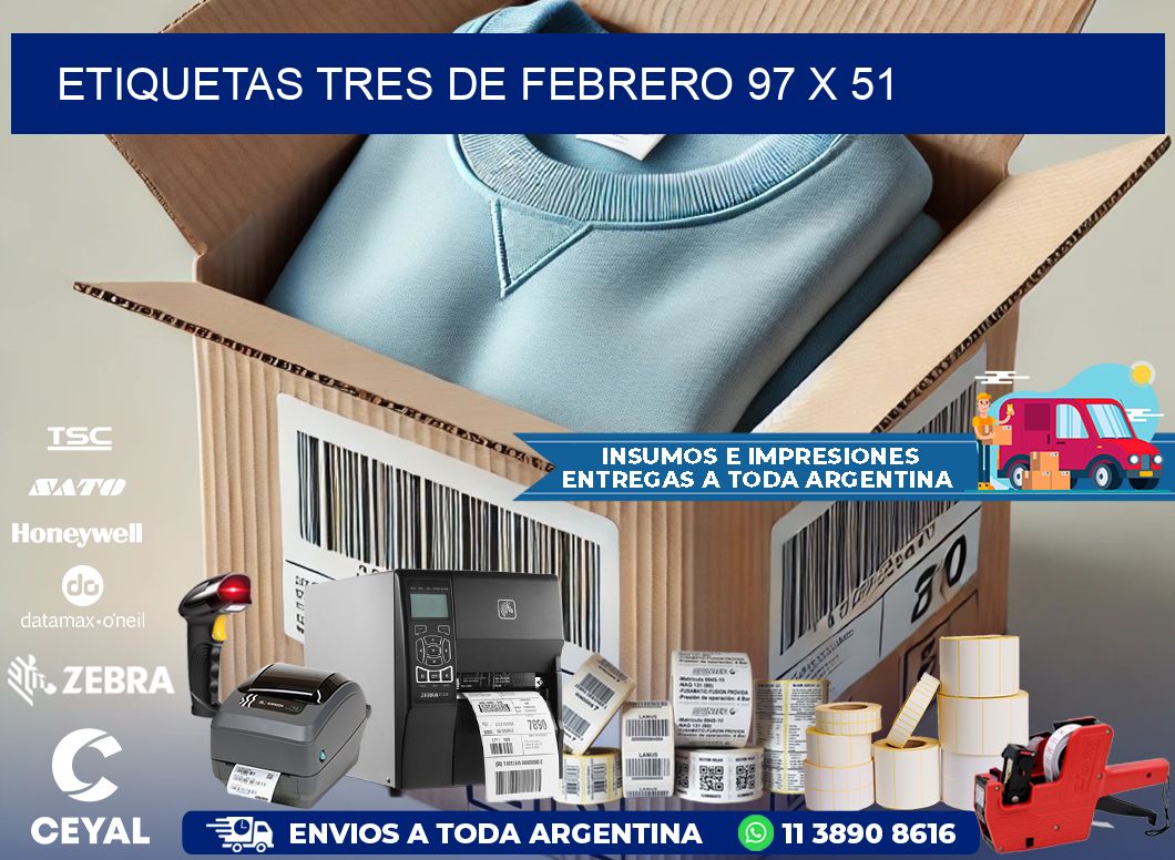 Etiquetas Tres de Febrero 97 x 51