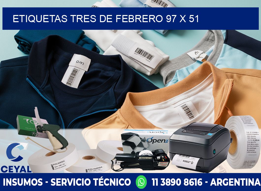 Etiquetas Tres de Febrero 97 x 51