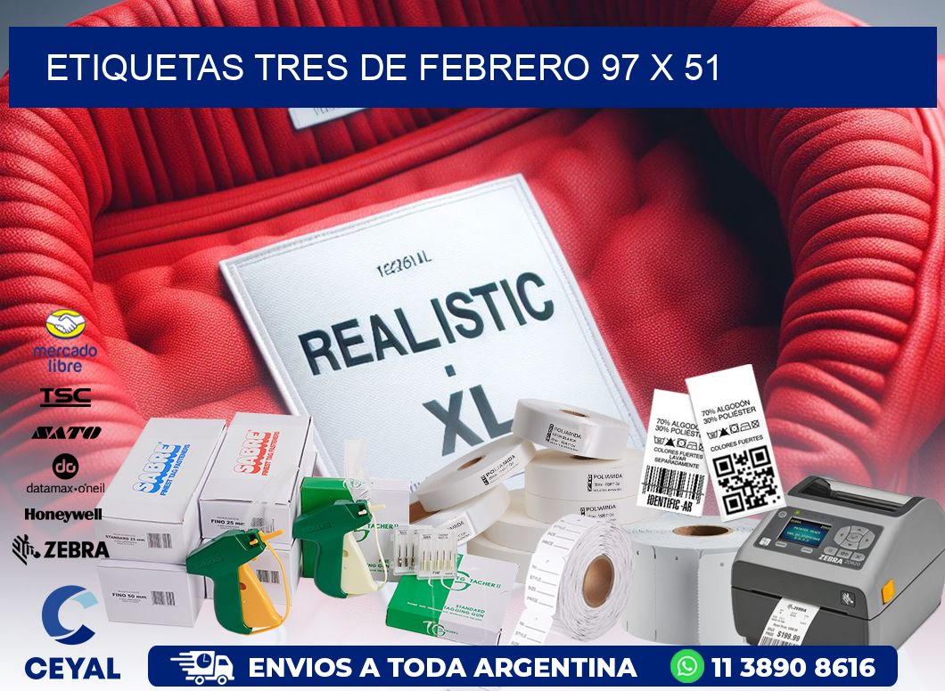 Etiquetas Tres de Febrero 97 x 51