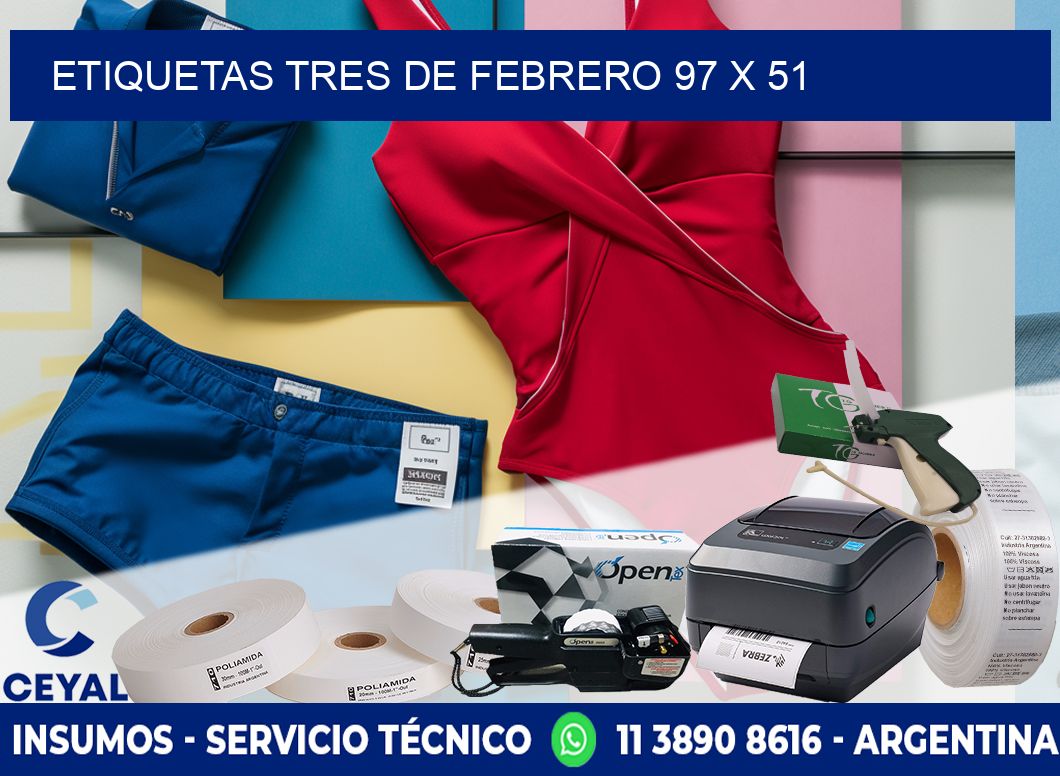 Etiquetas Tres de Febrero 97 x 51