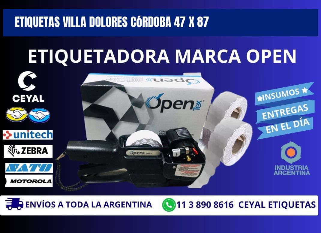 Etiquetas Villa Dolores Córdoba 47 x 87