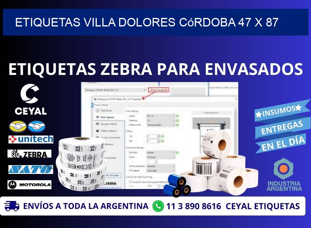 Etiquetas Villa Dolores Córdoba 47 x 87