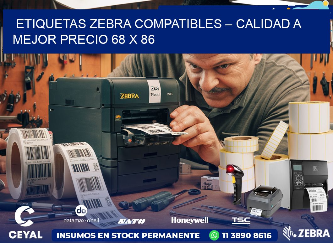 Etiquetas Zebra Compatibles – Calidad a Mejor Precio 68 x 86