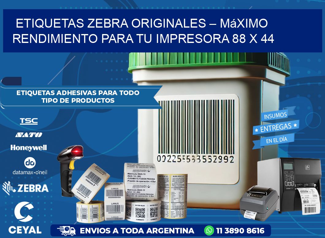 Etiquetas Zebra Originales – Máximo Rendimiento para tu Impresora 88 x 44