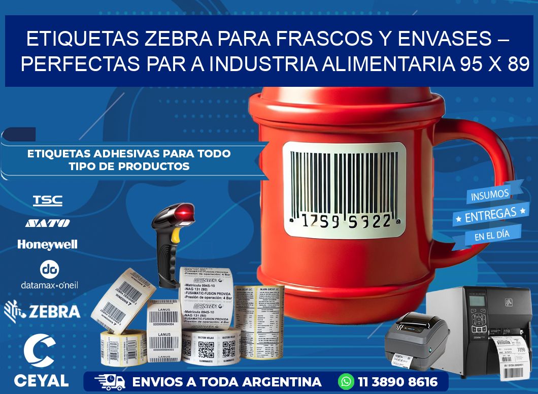 Etiquetas Zebra para Frascos y Envases – Perfectas par a Industria Alimentaria 95 x 89