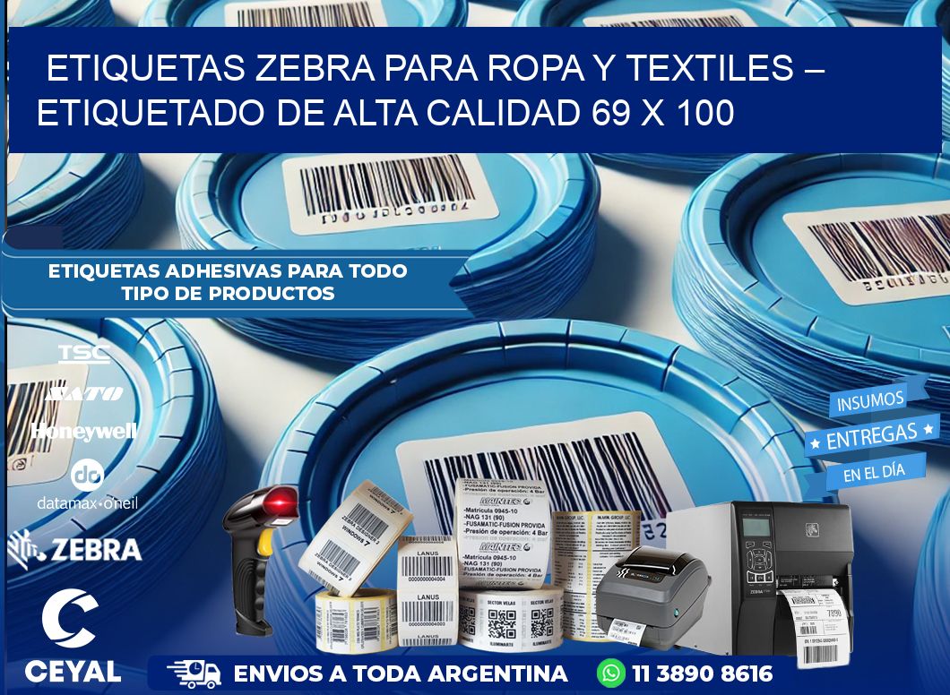 Etiquetas Zebra para Ropa y Textiles – Etiquetado de Alta Calidad 69 x 100