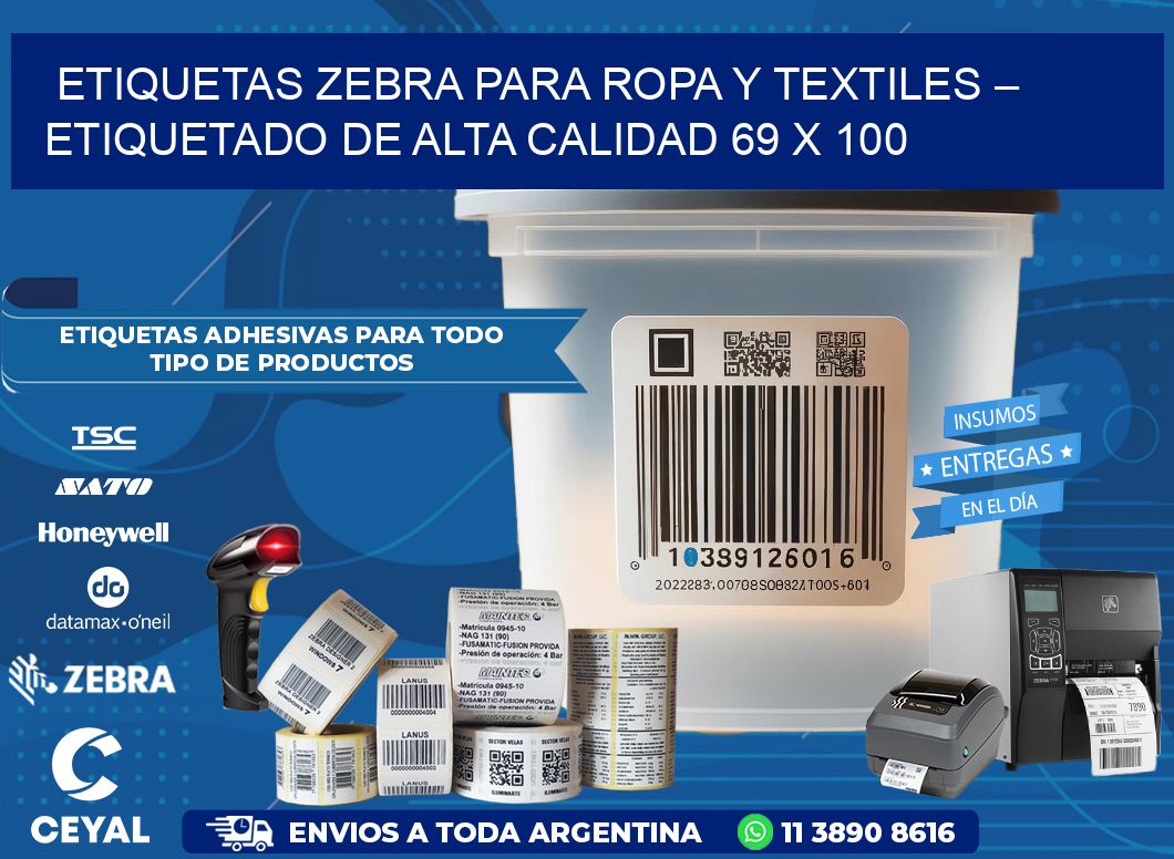 Etiquetas Zebra para Ropa y Textiles – Etiquetado de Alta Calidad 69 x 100