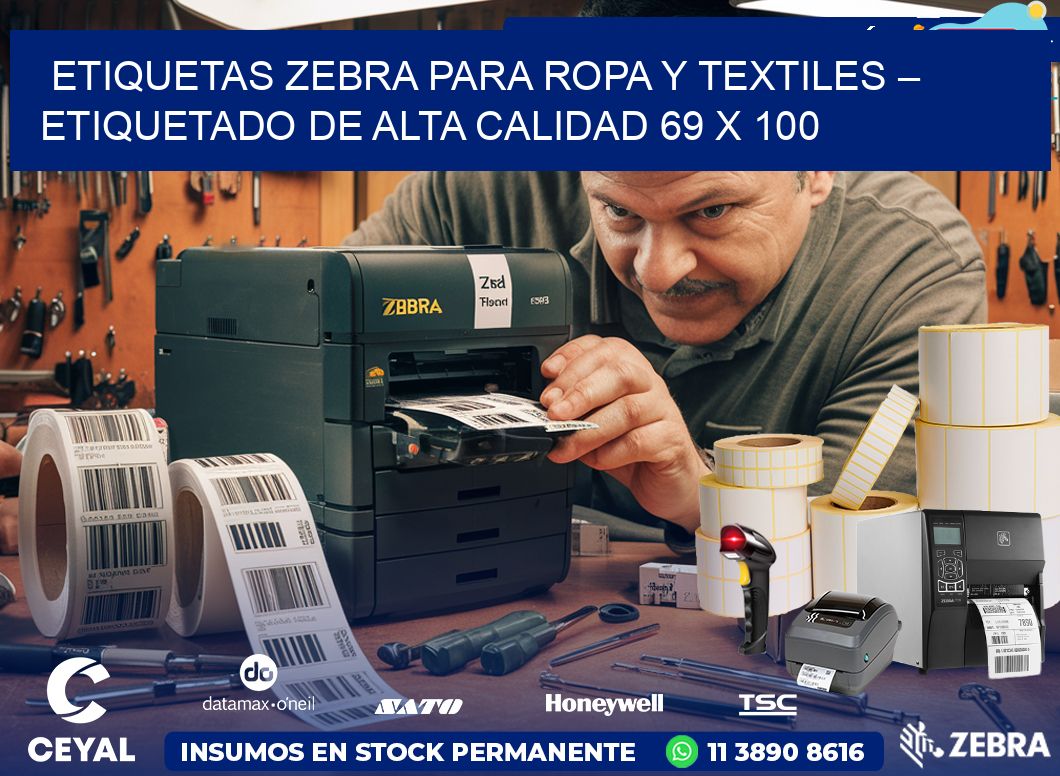 Etiquetas Zebra para Ropa y Textiles – Etiquetado de Alta Calidad 69 x 100