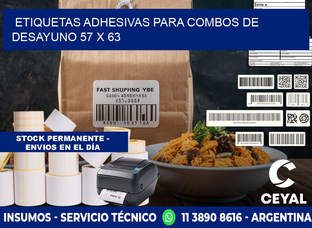 Etiquetas adhesivas para combos de desayuno 57 x 63