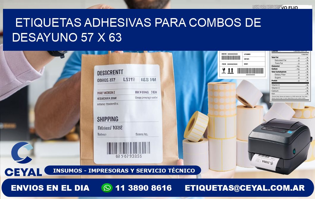 Etiquetas adhesivas para combos de desayuno 57 x 63