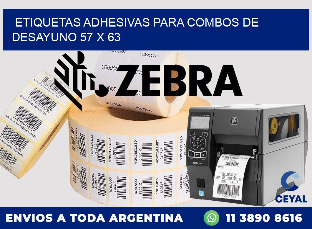 Etiquetas adhesivas para combos de desayuno 57 x 63