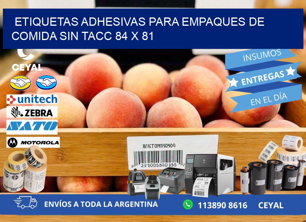 Etiquetas adhesivas para empaques de comida sin TACC 84 x 81