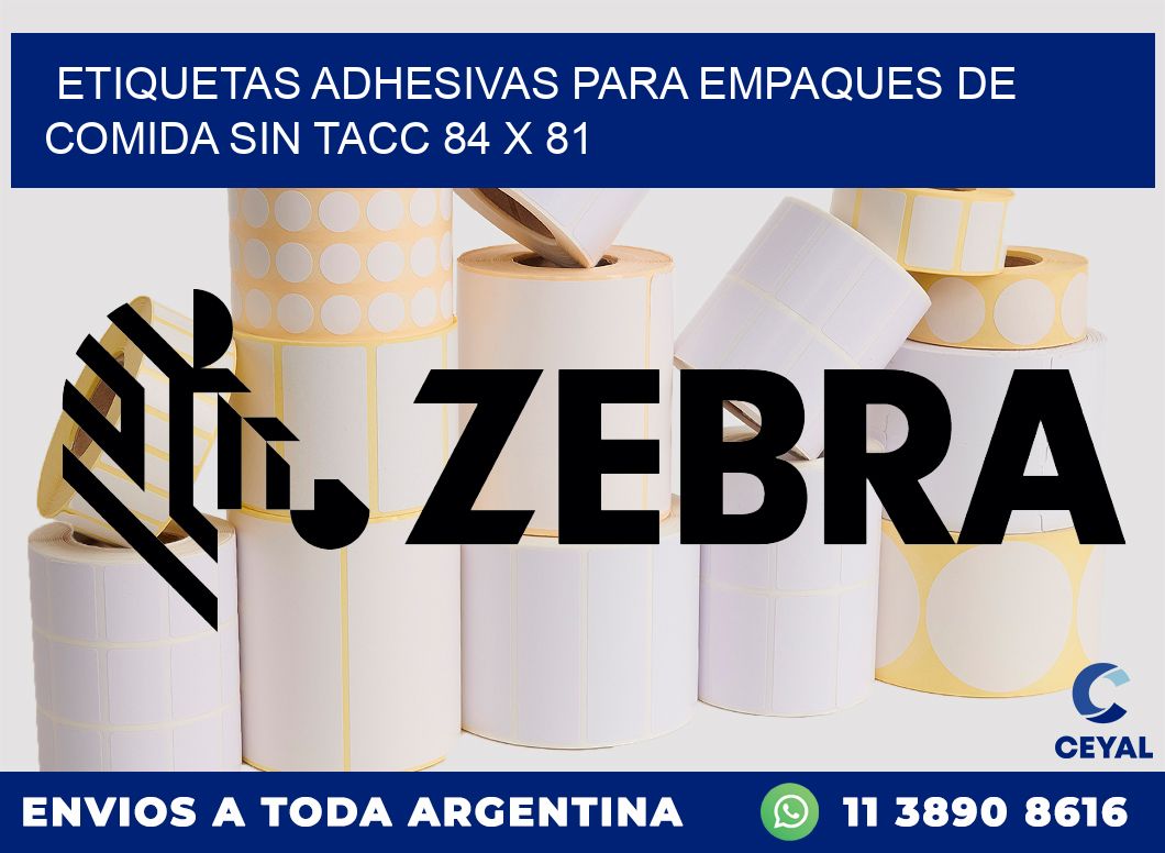 Etiquetas adhesivas para empaques de comida sin TACC 84 x 81