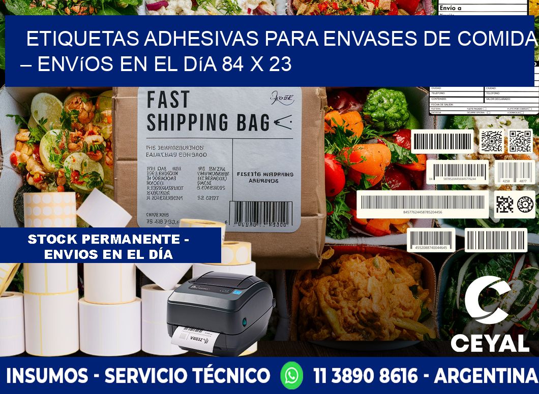 Etiquetas adhesivas para envases de comida – Envíos en el día 84 x 23
