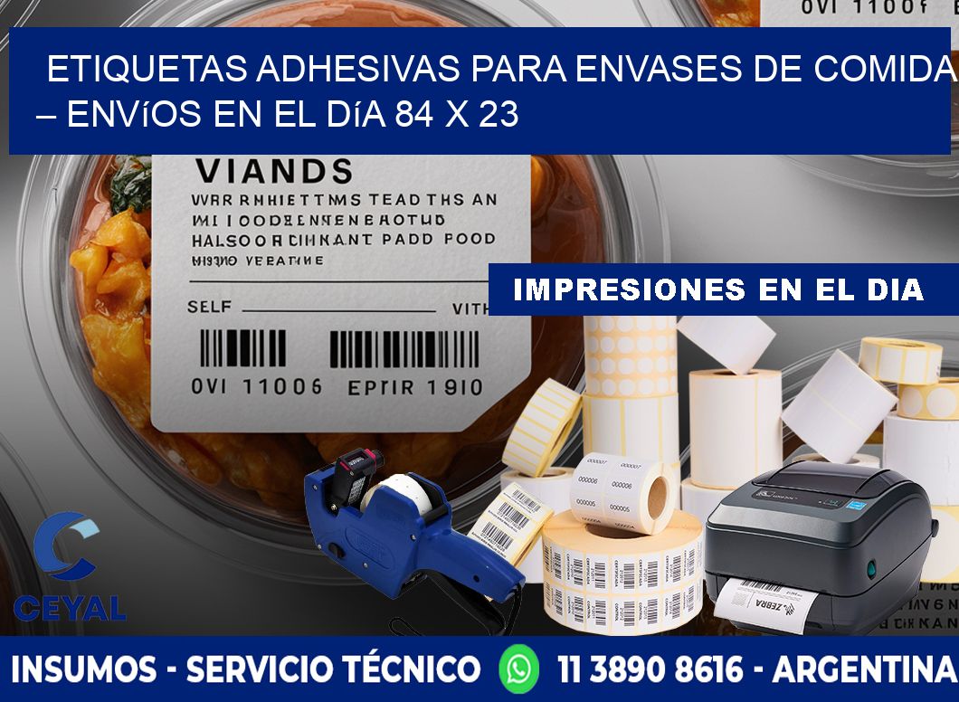Etiquetas adhesivas para envases de comida – Envíos en el día 84 x 23