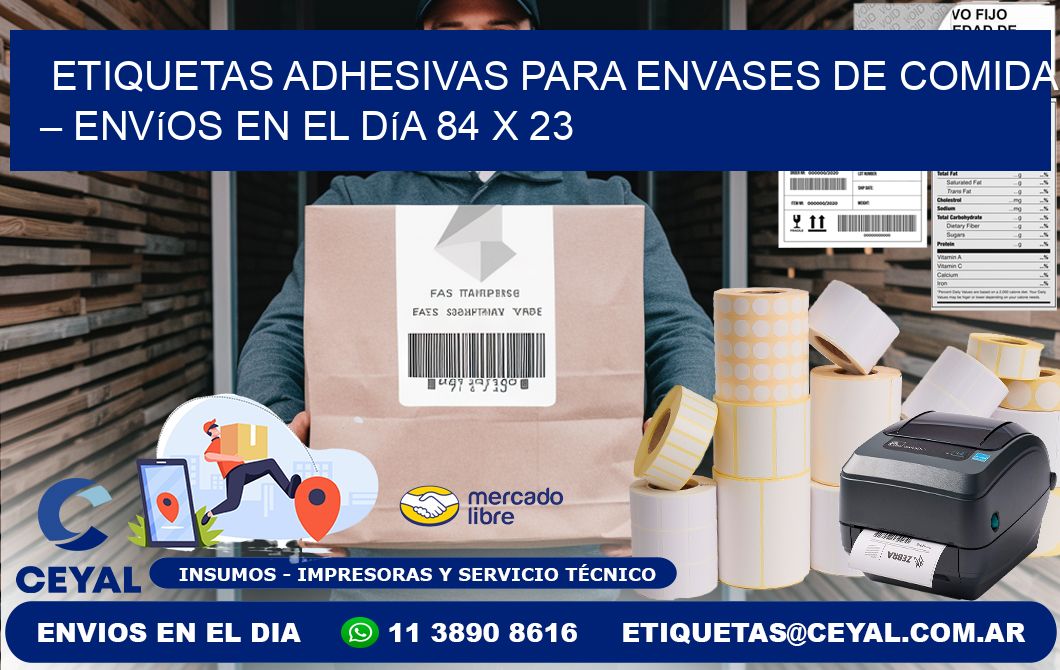 Etiquetas adhesivas para envases de comida – Envíos en el día 84 x 23