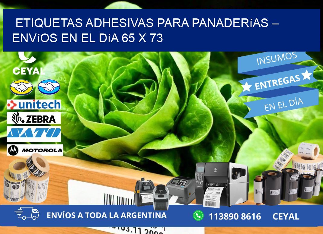 Etiquetas adhesivas para panaderías – Envíos en el día 65 x 73