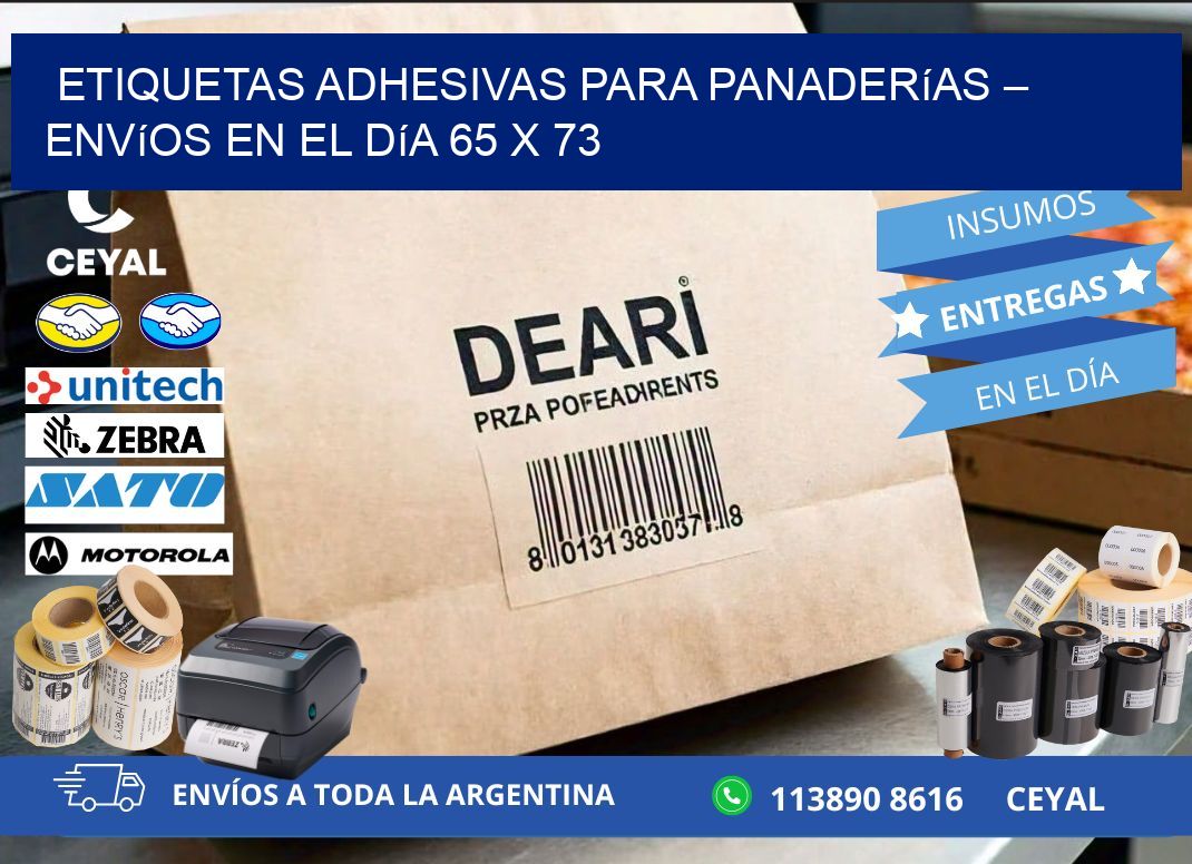 Etiquetas adhesivas para panaderías – Envíos en el día 65 x 73