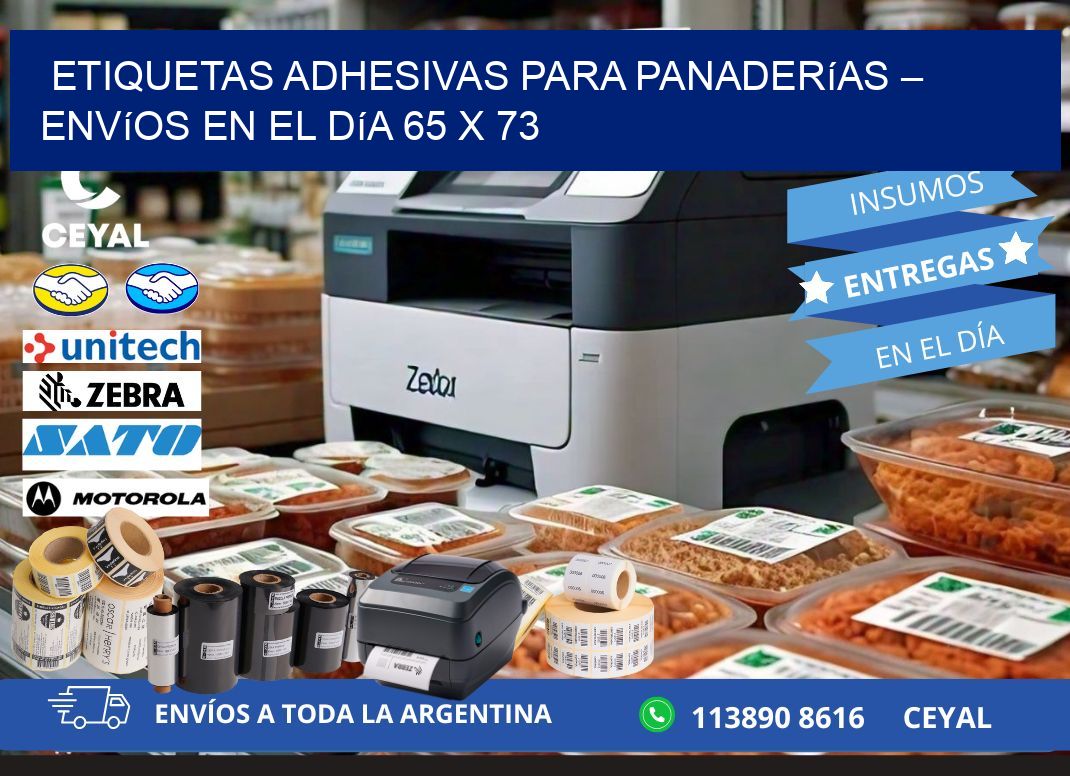 Etiquetas adhesivas para panaderías – Envíos en el día 65 x 73