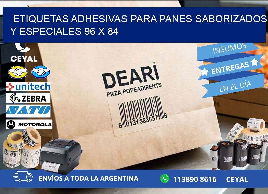 Etiquetas adhesivas para panes saborizados y especiales 96 x 84