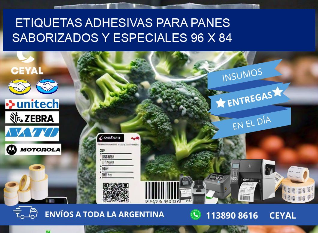 Etiquetas adhesivas para panes saborizados y especiales 96 x 84