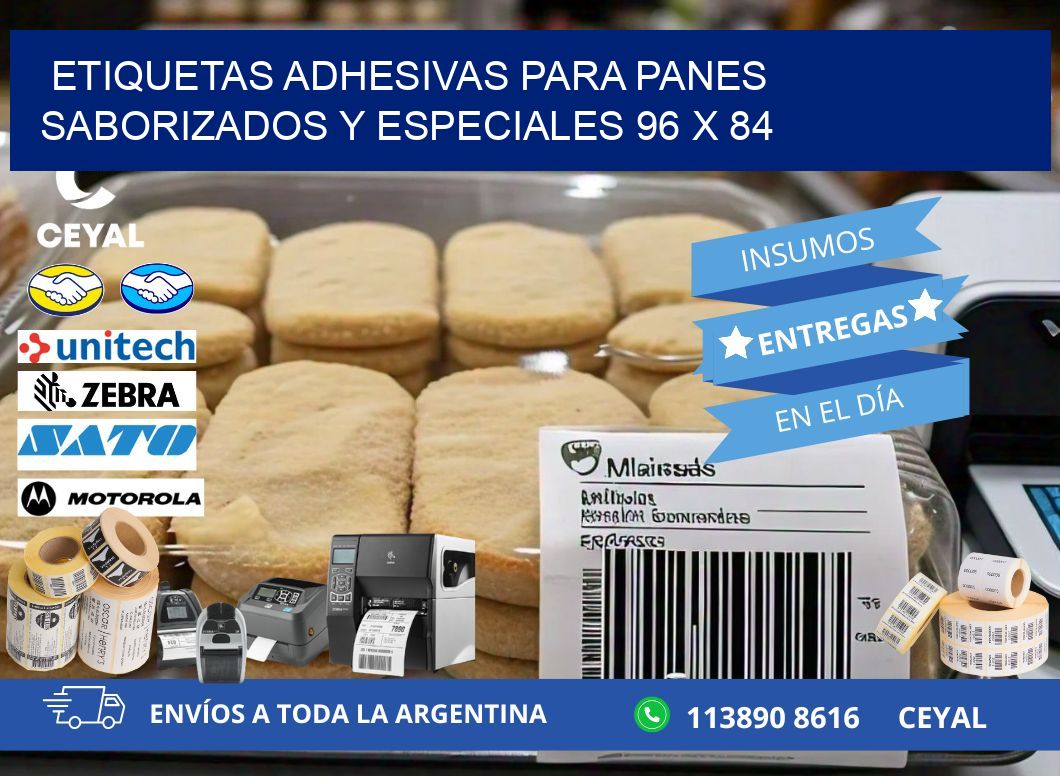 Etiquetas adhesivas para panes saborizados y especiales 96 x 84