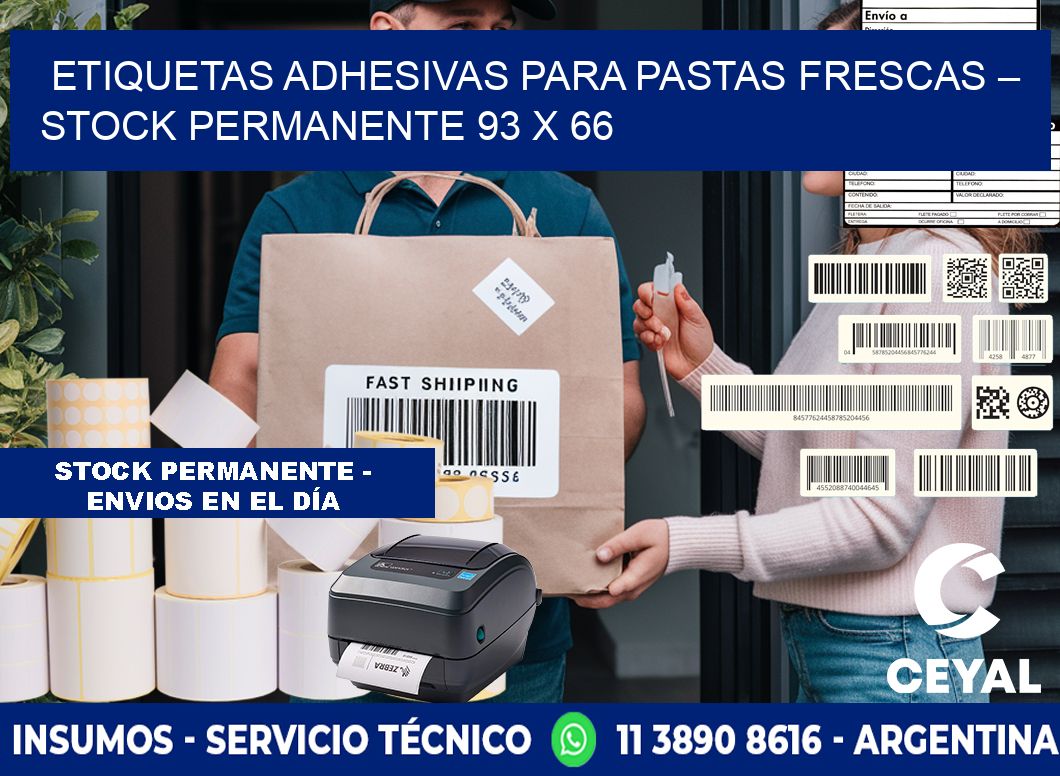 Etiquetas adhesivas para pastas frescas – Stock permanente 93 x 66