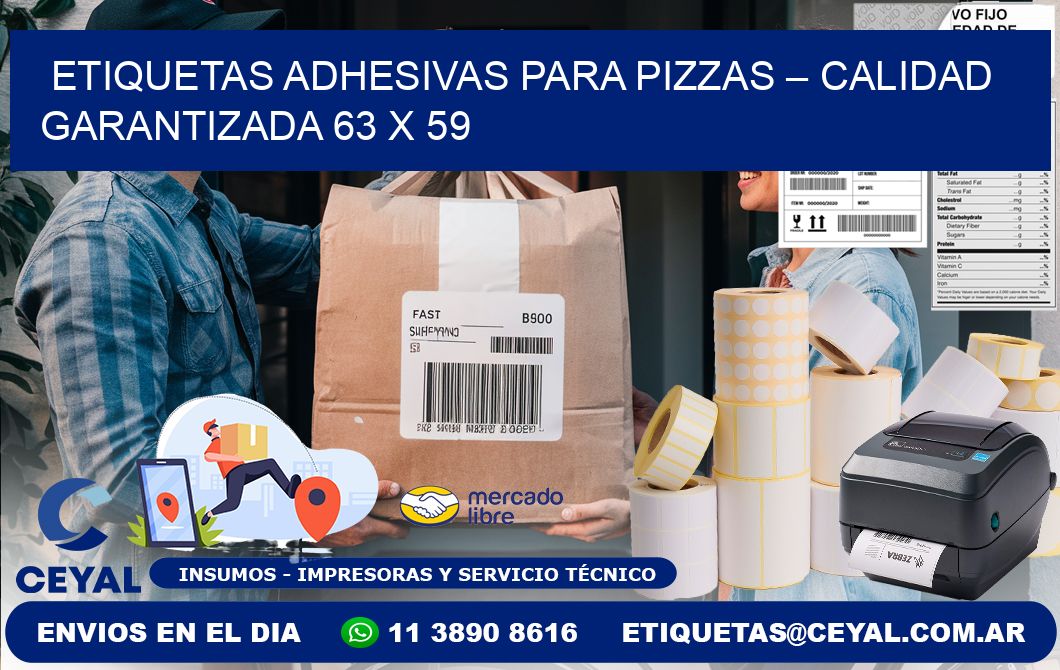 Etiquetas adhesivas para pizzas – Calidad garantizada 63 x 59