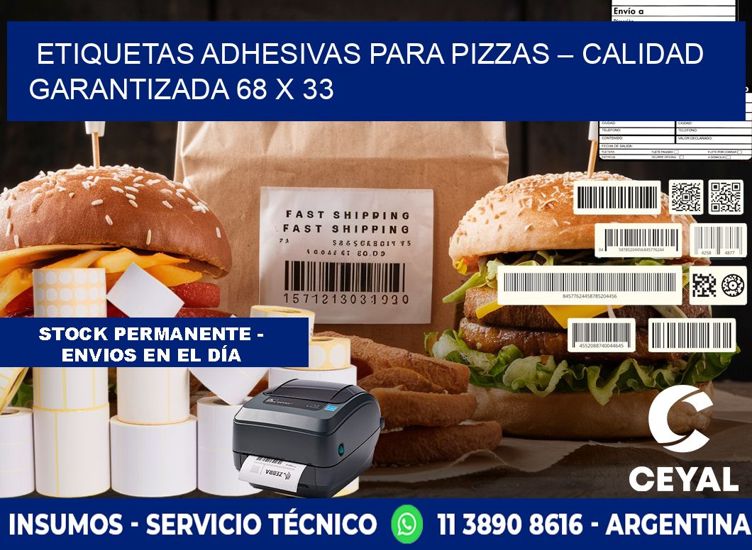 Etiquetas adhesivas para pizzas – Calidad garantizada 68 x 33