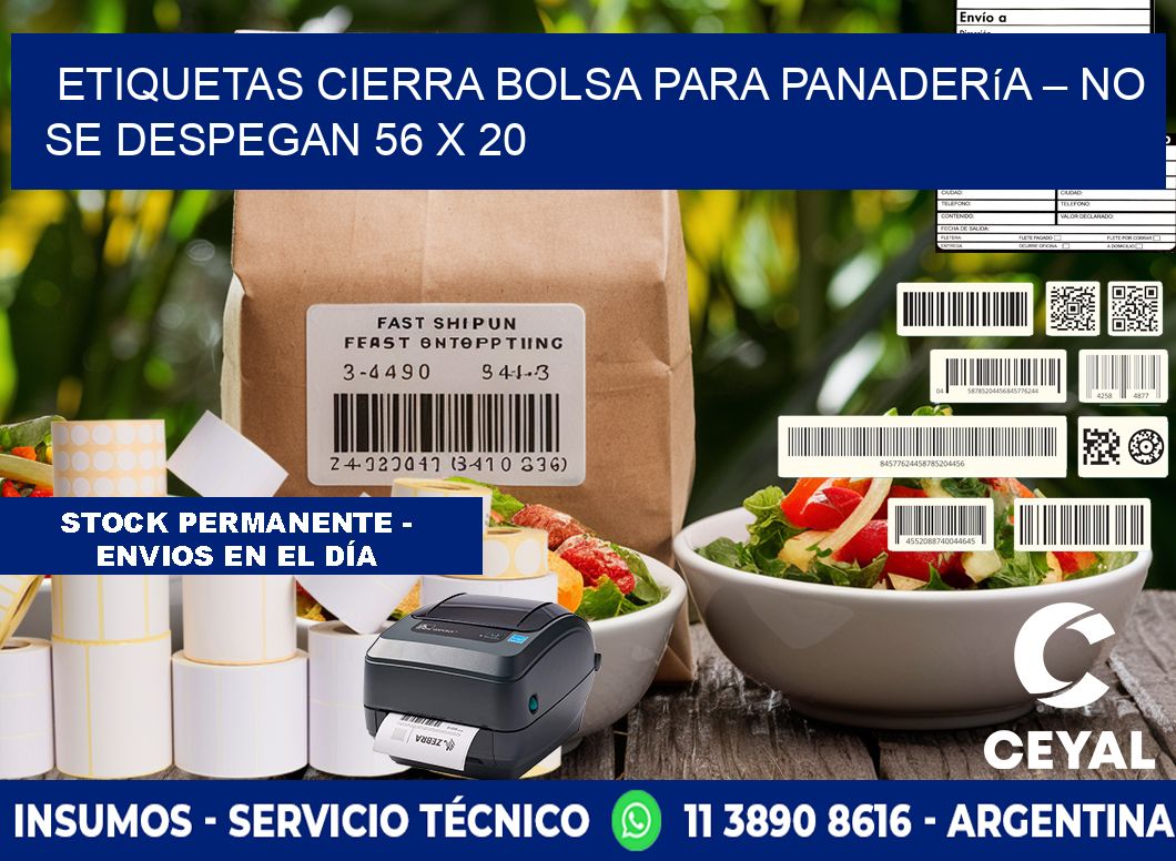 Etiquetas cierra bolsa para panadería – No se despegan 56 x 20