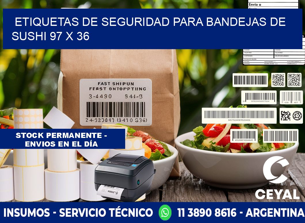 Etiquetas de seguridad para bandejas de sushi 97 x 36