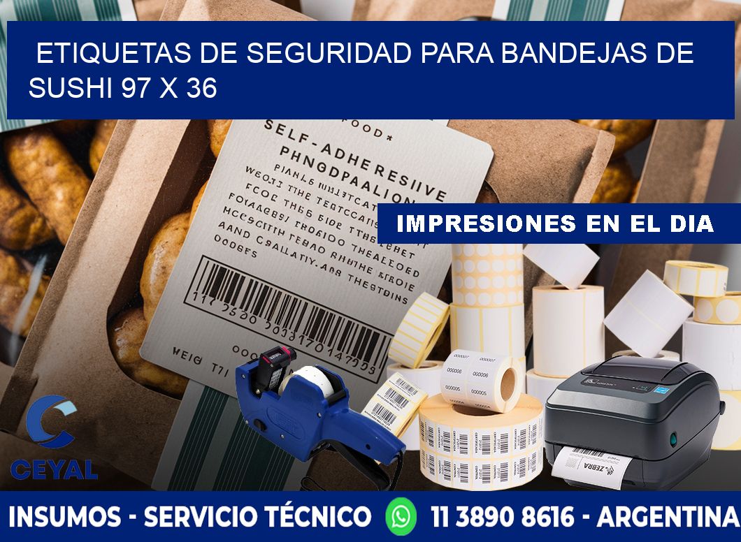 Etiquetas de seguridad para bandejas de sushi 97 x 36