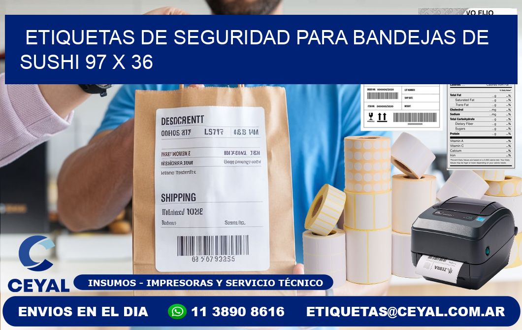 Etiquetas de seguridad para bandejas de sushi 97 x 36