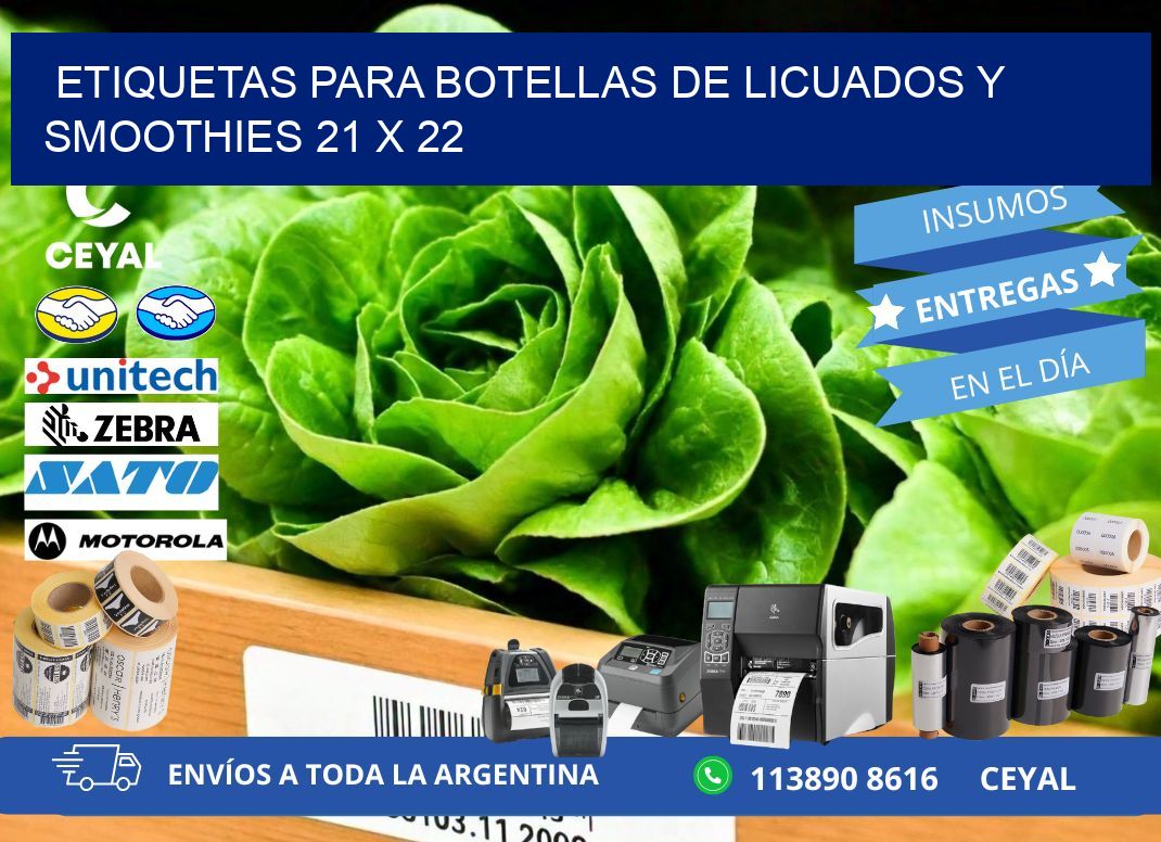 Etiquetas para botellas de licuados y smoothies 21 x 22