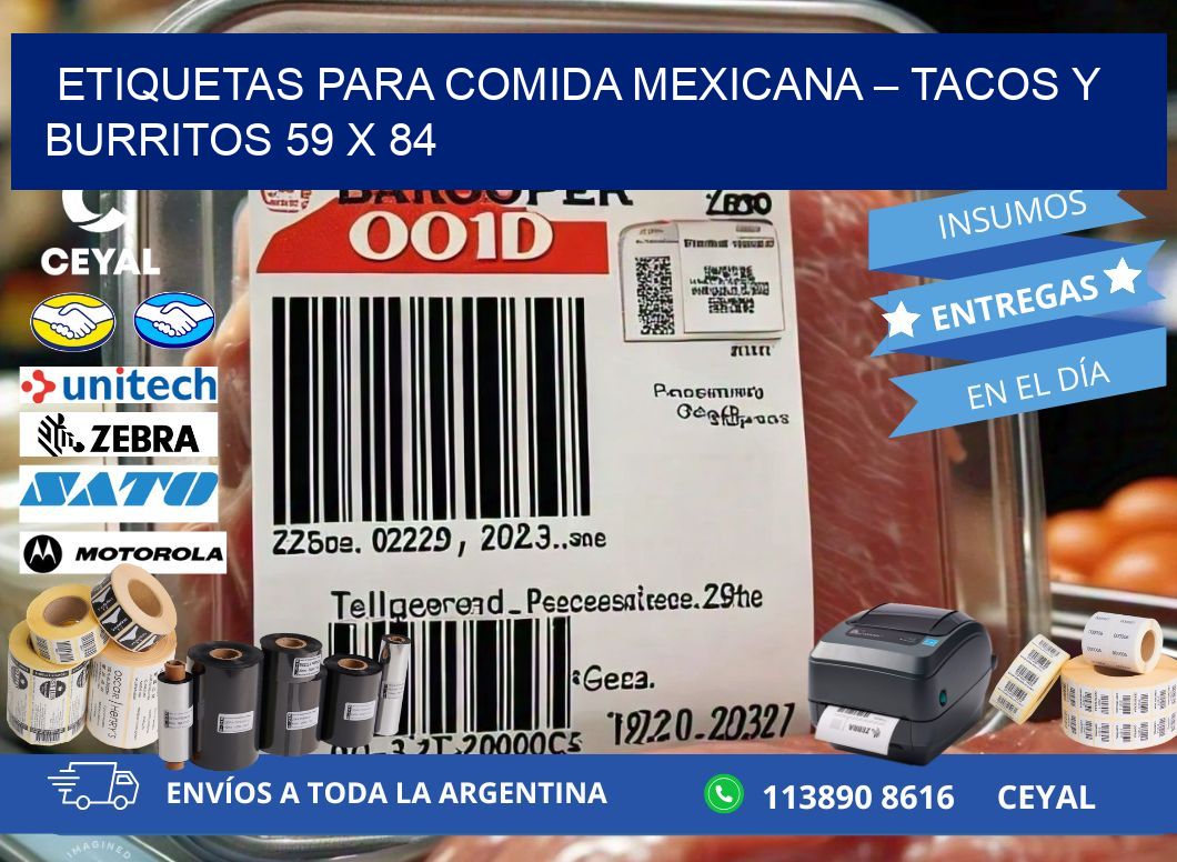 Etiquetas para comida mexicana – Tacos y burritos 59 x 84