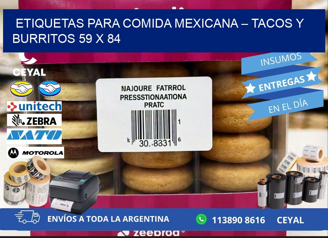 Etiquetas para comida mexicana – Tacos y burritos 59 x 84
