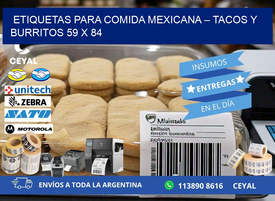 Etiquetas para comida mexicana – Tacos y burritos 59 x 84