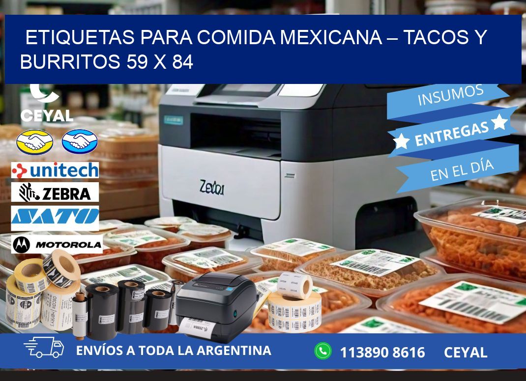 Etiquetas para comida mexicana – Tacos y burritos 59 x 84