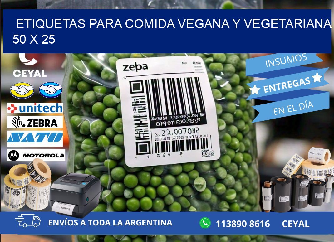Etiquetas para comida vegana y vegetariana 50 x 25