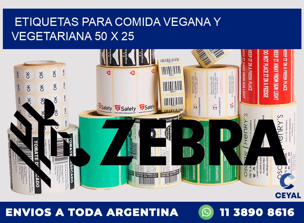 Etiquetas para comida vegana y vegetariana 50 x 25