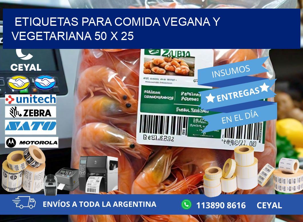 Etiquetas para comida vegana y vegetariana 50 x 25