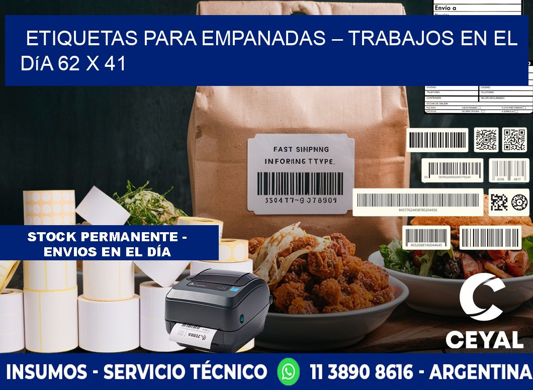 Etiquetas para empanadas – Trabajos en el día 62 x 41