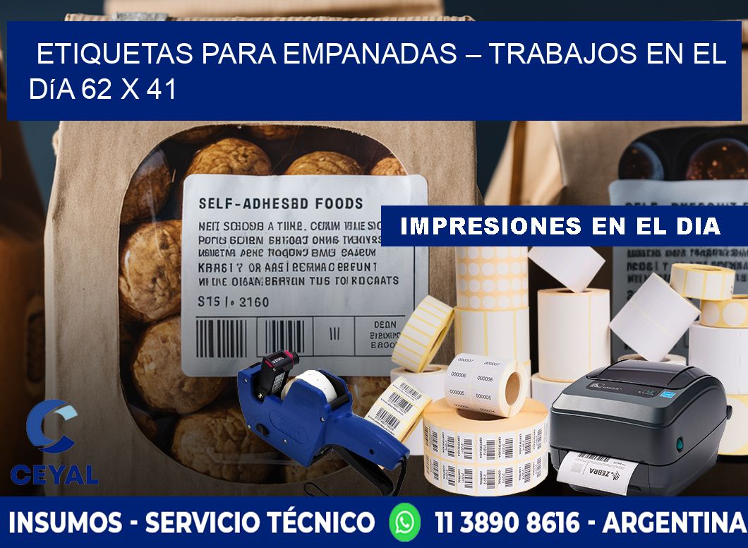 Etiquetas para empanadas – Trabajos en el día 62 x 41