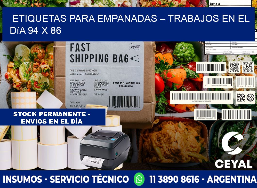 Etiquetas para empanadas – Trabajos en el día 94 x 86
