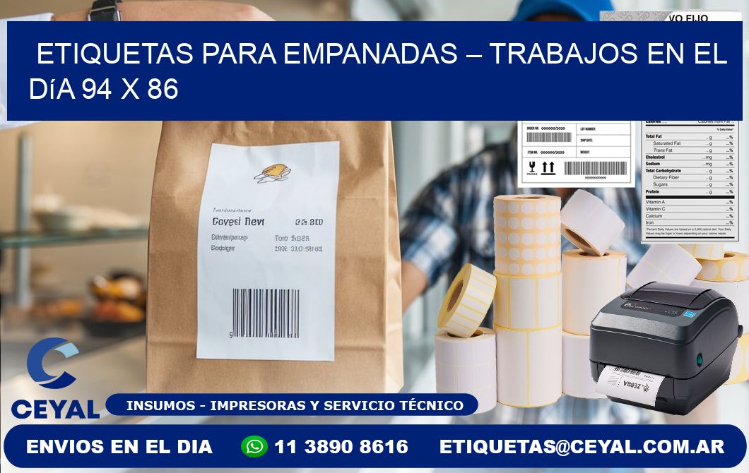 Etiquetas para empanadas – Trabajos en el día 94 x 86