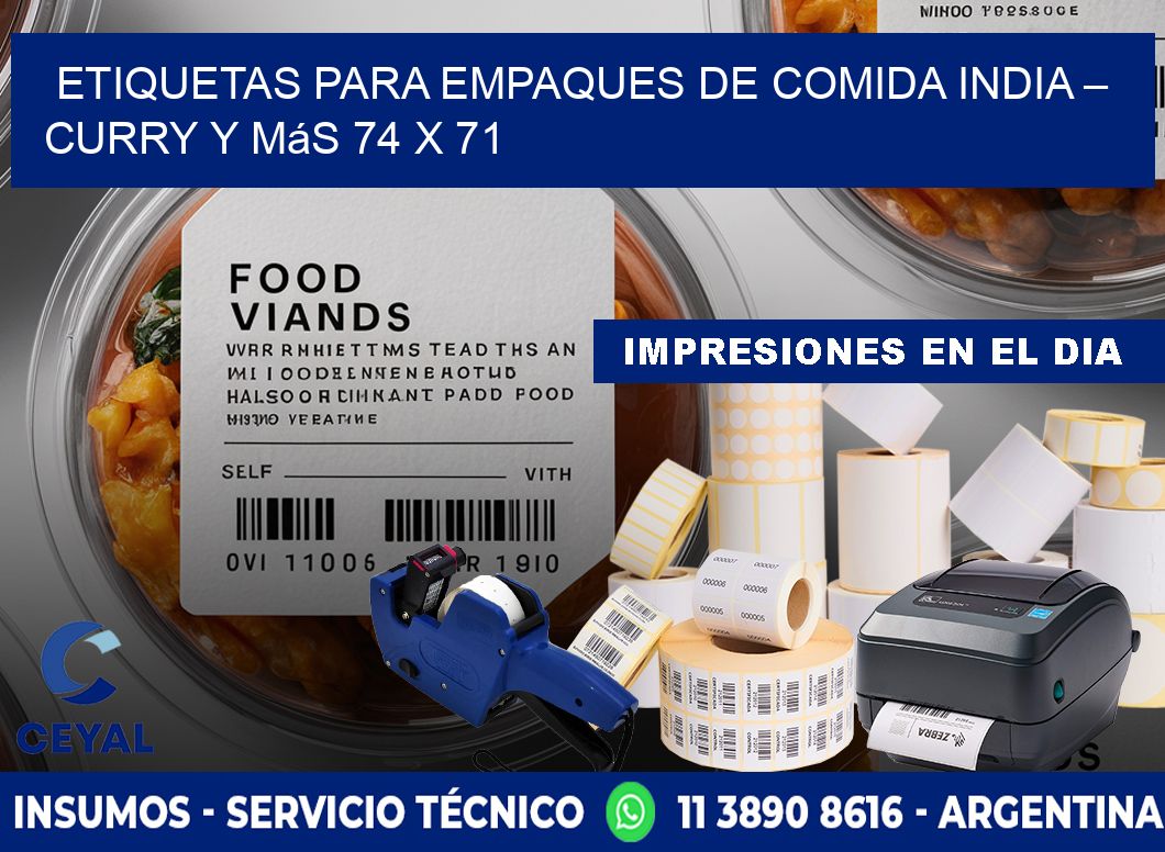 Etiquetas para empaques de comida india – Curry y más 74 x 71