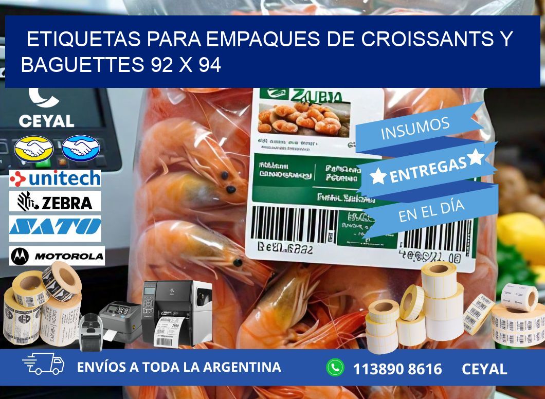 Etiquetas para empaques de croissants y baguettes 92 x 94