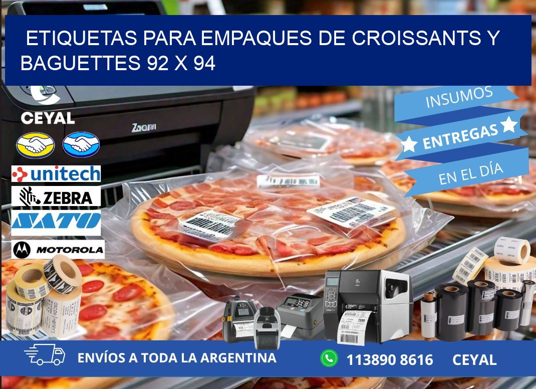 Etiquetas para empaques de croissants y baguettes 92 x 94