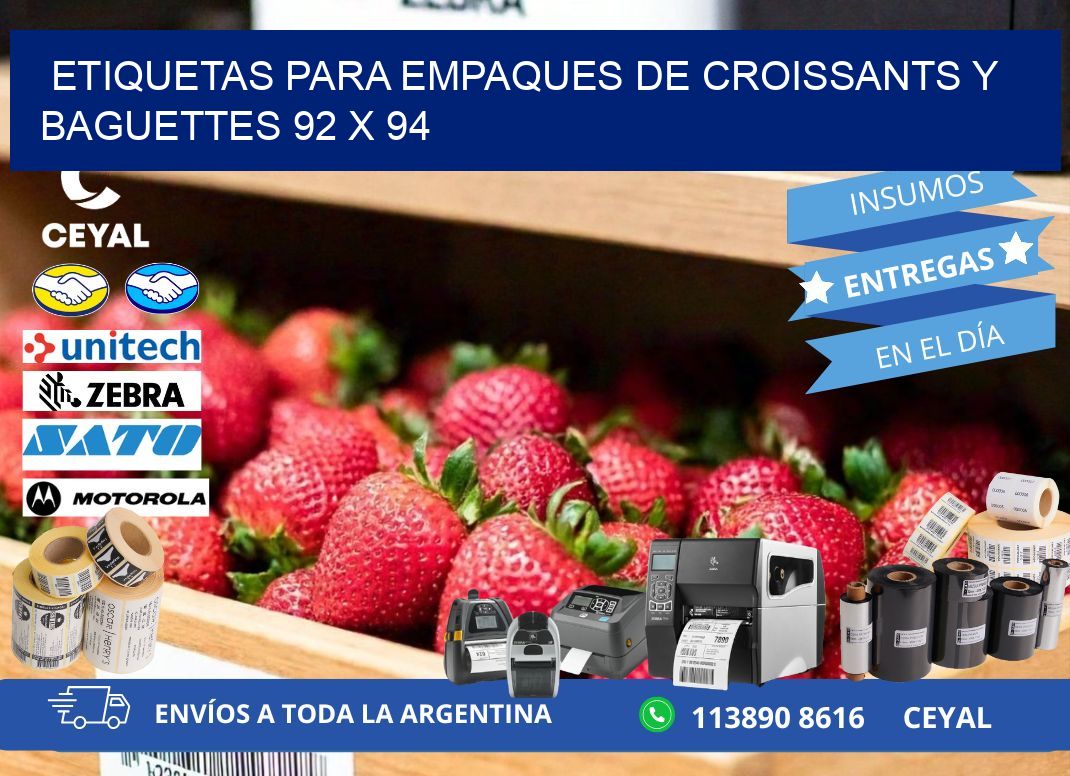 Etiquetas para empaques de croissants y baguettes 92 x 94