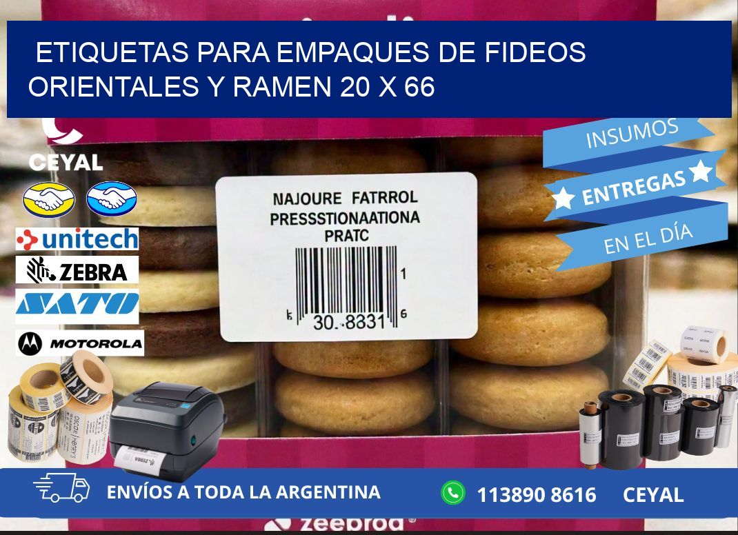 Etiquetas para empaques de fideos orientales y ramen 20 x 66